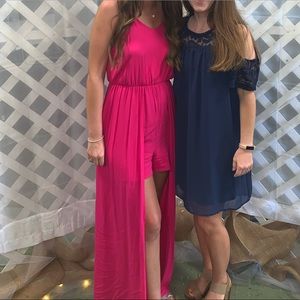 Hot pink romper short to long